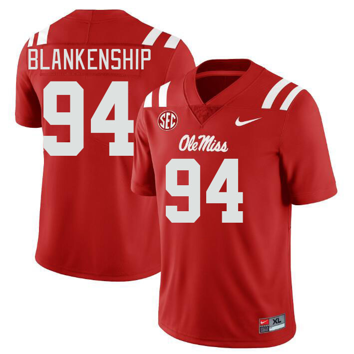 Men #94 Caleb Blankenship Ole Miss Rebels College Football Jerseys Stitched-Red